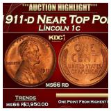 1911-d Lincoln Cent Near Top Pop! 1c ms66 rd SEGS