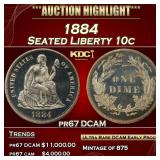 1884 Proof Seated Liberty Dime 10c pr67 DCAM SEGS