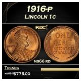 1916-p Lincoln Cent 1c Grades ms66 rd