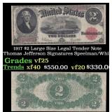 1917 $2 Large Size Legal Tender Note Thomas Jeffer
