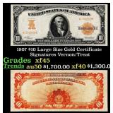 1907 $10 Large Size Gold Certificate Grades xf+ Si