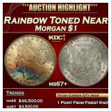 1884-cc Morgan Dollar Rainbow Toned Near Top Pop $
