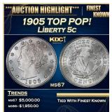1905 Liberty Nickel TOP POP! 5c ms67 SEGS