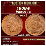 1908-s Indian Cent 1c ms64+ RB SEGS