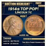 1914-s Lincoln Cent TOP POP! 1c ms66 rb SEGS