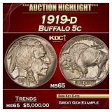 1919-d Buffalo Nickel 5c ms65 SEGS