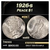 1926-s Peace Dollar $1 Grades ms65