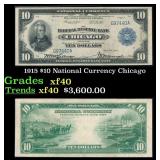 1915 $10 National Currency Grades xf Chicago