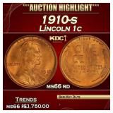 1910-s Lincoln Cent 1c ms66 rd SEGS