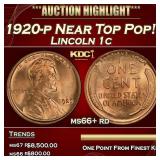 1920-p Lincoln Cent Near Top Pop! 1c ms66+ rd SEGS