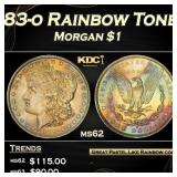 PCGS 1883-o Morgan Dollar Rainbow Toned $1 ms62 PC