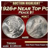 1926-p Peace Dollar Near Top Pop $1 ms66 SEGS