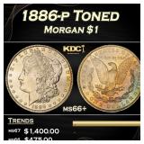 1886-p Morgan Dollar Toned $1 ms66+ SEGS