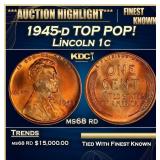 1945-d Lincoln Cent TOP POP! 1c ms68 rd SEGS