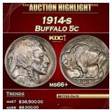 1914-s Buffalo Nickel 5c ms66+ SEGS