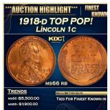 1918-d Lincoln Cent TOP POP! 1c ms66 rb SEGS