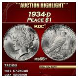 1934-d Peace Dollar $1 ms65+ SEGS