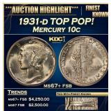 1931-d Mercury Dime TOP POP! 10c ms67+ fsb SEGS
