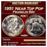 1951 Proof Franklin Half Dollar Near Top Pop 50c p