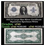 1923 $1 large size Silver Certificate Grades xf Si
