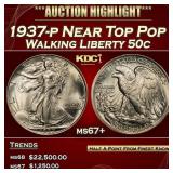 1937-p Walking Liberty Half Dollar Near Top Pop 50