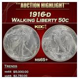 1916-d Walking Liberty Half Dollar 50c ms65+ SEGS