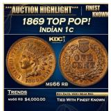 1869 Indian Cent TOP POP! 1c ms66 rb SEGS