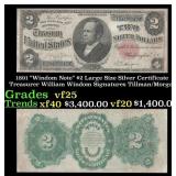 1891 $2 Large Size Silver Certificate "Windom Note