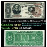 1890 $1 Treasury Note Edwin M Stanton Grades xf FR