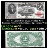 1917 $2 Large Size Legal Tender Note Thomas Jeffer