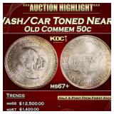 1952-p Wash/Car Old Commem Half Dollar Toned Near