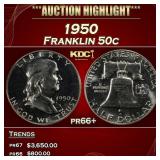 1950 Proof Franklin Half Dollar 50c pr66+ SEGS