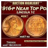 1916-p Lincoln Cent Near Top Pop! 1c ms67 rd SEGS