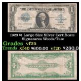 1923 $1 large size Silver Certificate Grades vf+ S