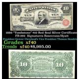 1886 $10 Red Seal Silver Certificate "Tombstone" F