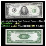 1934A $500 Green Seal Federal Reserve Note Preside