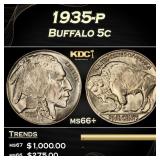 1935-p Buffalo Nickel 5c ms66+ SEGS