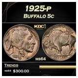 1925-p Buffalo Nickel 5c Grades ms64