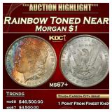 1884-cc Morgan Dollar Rainbow Toned Near Top Pop $