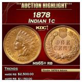 1878 Indian Cent 1c ms65+ rb SEGS