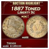 1887 Liberty Nickel Toned 5c ms66 SEGS