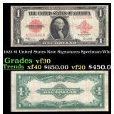 1923 $1 United States Note Grades vf++ Signatures