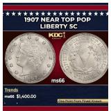 1907 Liberty Nickel Near Top Pop 5c ms66 SEGS