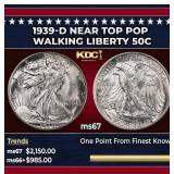 1939-d Walking Liberty Half Dollar Near Top Pop 50