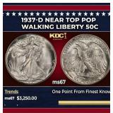 1937-d Walking Liberty Half Dollar Near Top Pop 50