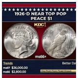 1926-d Peace Dollar Near Top Pop $1 ms66+ SEGS