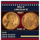 1914-p Lincoln Cent 1c ms65+ rd SEGS