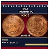 1902 Indian Cent . 1c ms66 rd SEGS