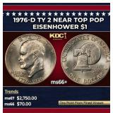 1976-d Ty 2 Eisenhower Dollar Near Top Pop $1 ms66