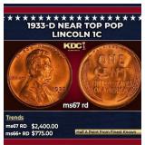 1933-d Lincoln Cent Near Top Pop 1c ms67 rd SEGS
